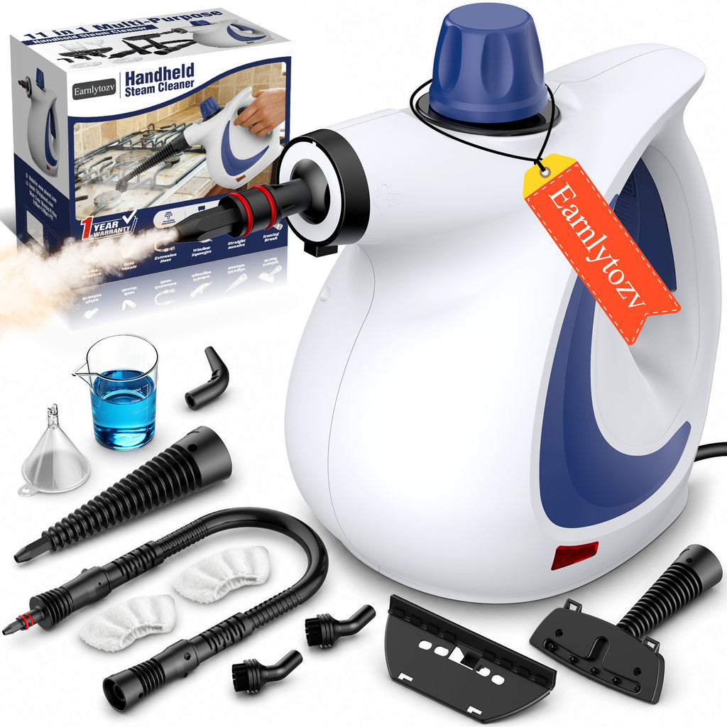 Earnlytozv 1050W Handheld Steam Cleaner – 230°F Pressurized Steam, 11 Accessories, Chemical-Free Home Cleaning