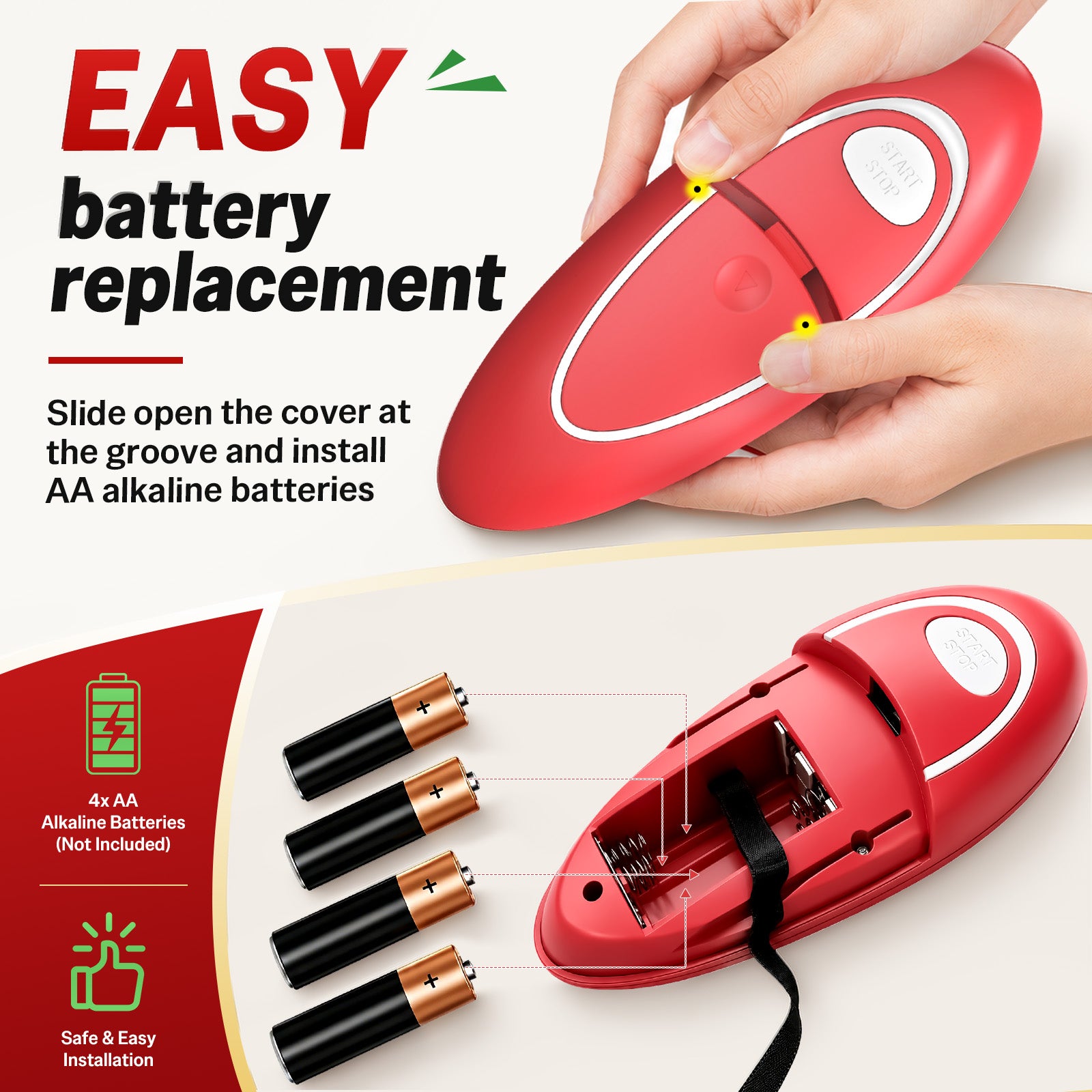 Earnlytozv Electric Can Opener, One-Touch 360° Smooth Cut, Burr-Free Edge, for All Can Sizes & Kitchen