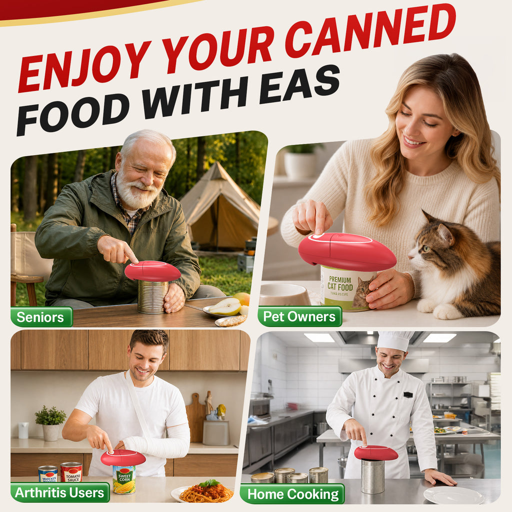 Earnlytozv Electric Can Opener, One-Touch 360° Smooth Cut, Burr-Free Edge, for All Can Sizes & Kitchen