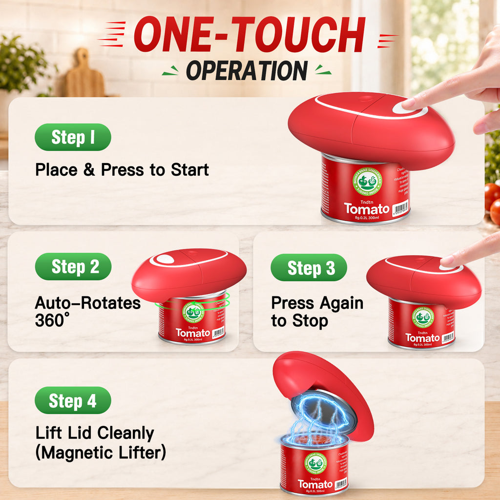 Earnlytozv Electric Can Opener, One-Touch 360° Smooth Cut, Burr-Free Edge, for All Can Sizes & Kitchen