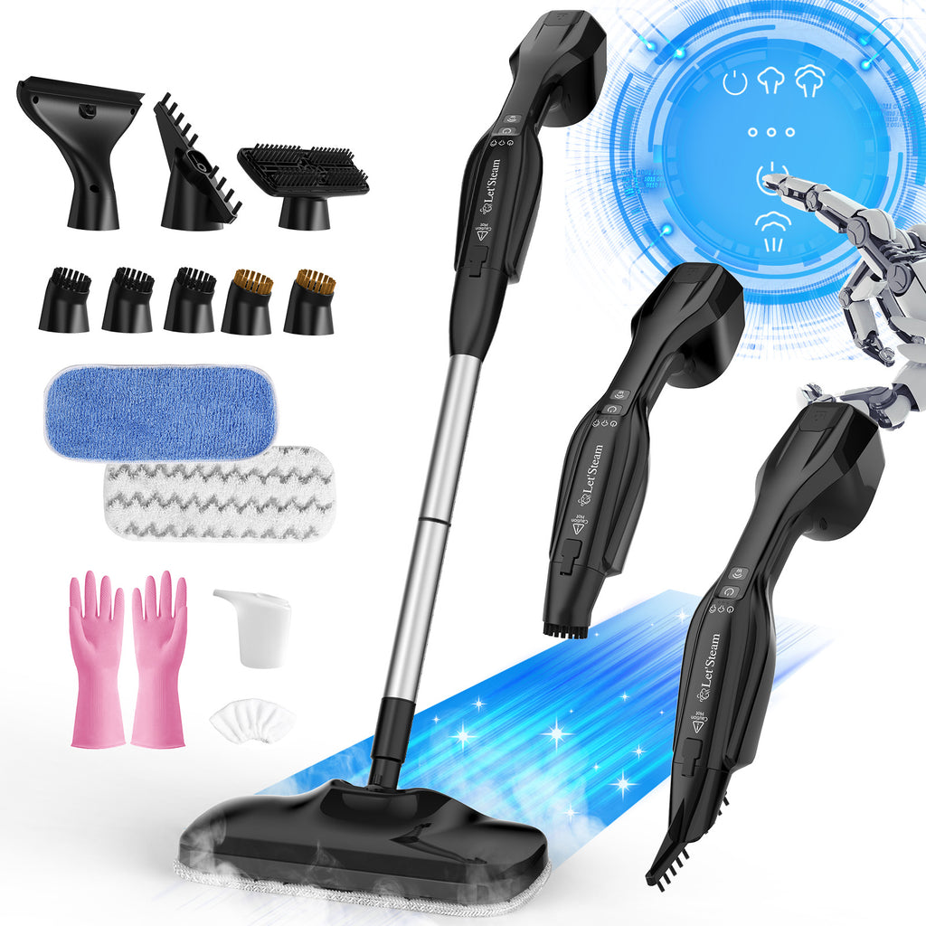 Earnlytozv 2-in-1 Steam Mop, 260°F 15s Fast Heat, 180° Swivel, 13 Accs for Floors & Surfaces