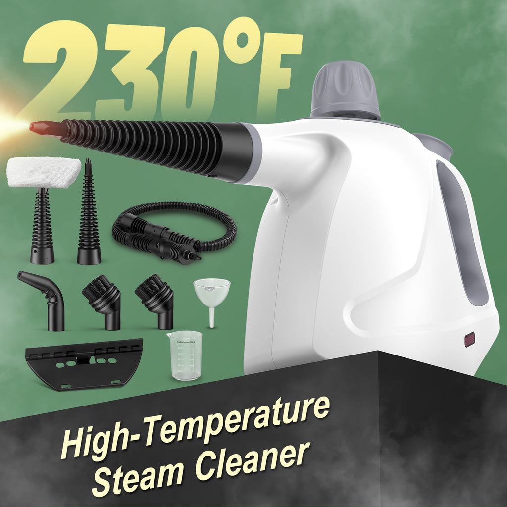 Earnlytozv Handheld Steam Cleaner - 230°F High-Pressure Steam, 3-Min Fast Heat, 11 Accessories - Chemical-Free Cleaning for Windows, Tiles, Sofas & Fabrics