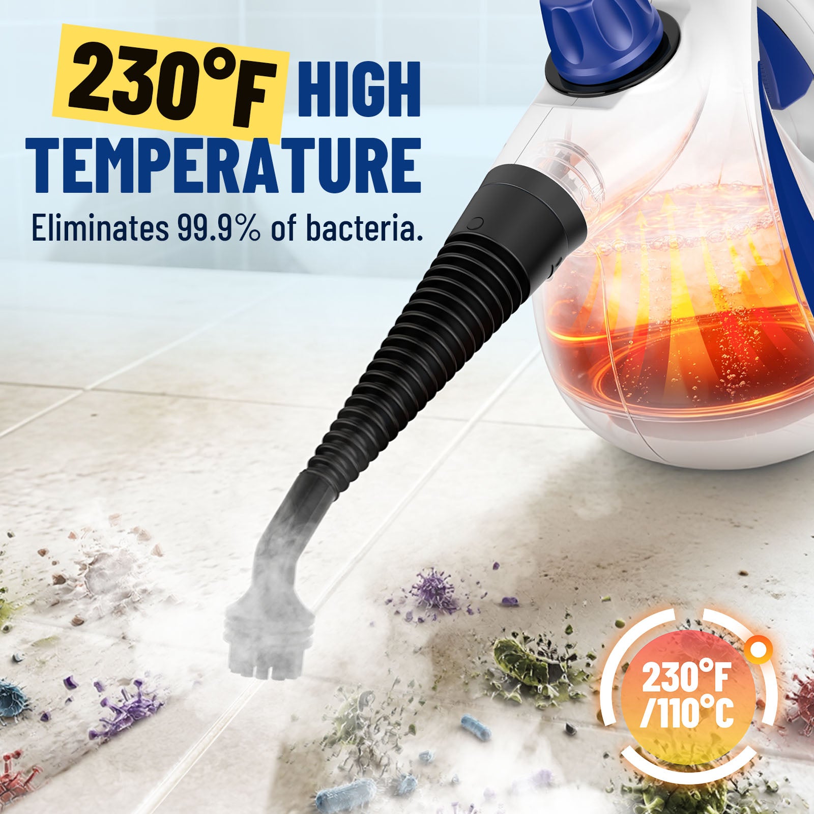 Earnlytozv 1050W Handheld Steam Cleaner – 230°F Pressurized Steam, 11 Accessories, Chemical-Free Home Cleaning
