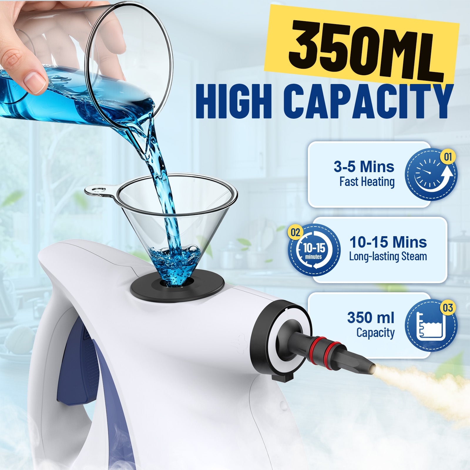 Earnlytozv 1050W Handheld Steam Cleaner – 230°F Pressurized Steam, 11 Accessories, Chemical-Free Home Cleaning
