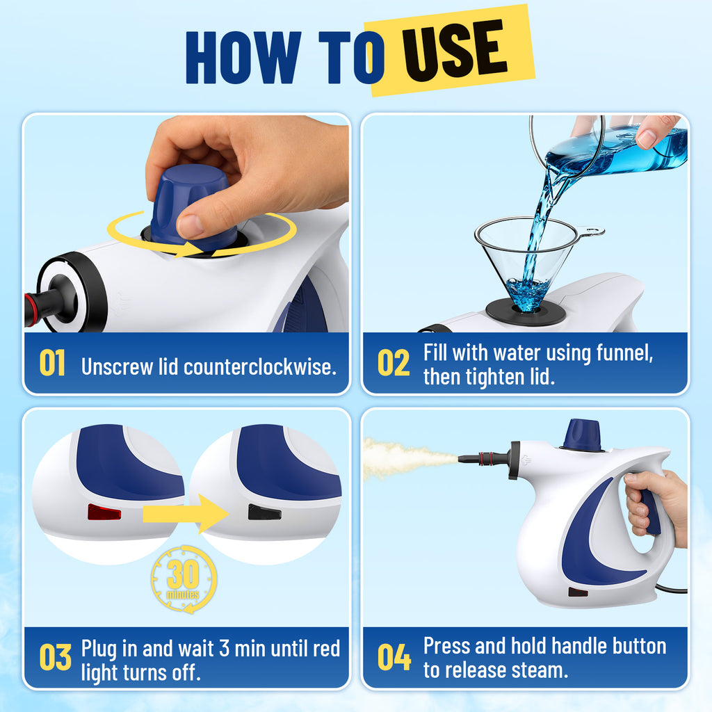 Earnlytozv 1050W Handheld Steam Cleaner – 230°F Pressurized Steam, 11 Accessories, Chemical-Free Home Cleaning