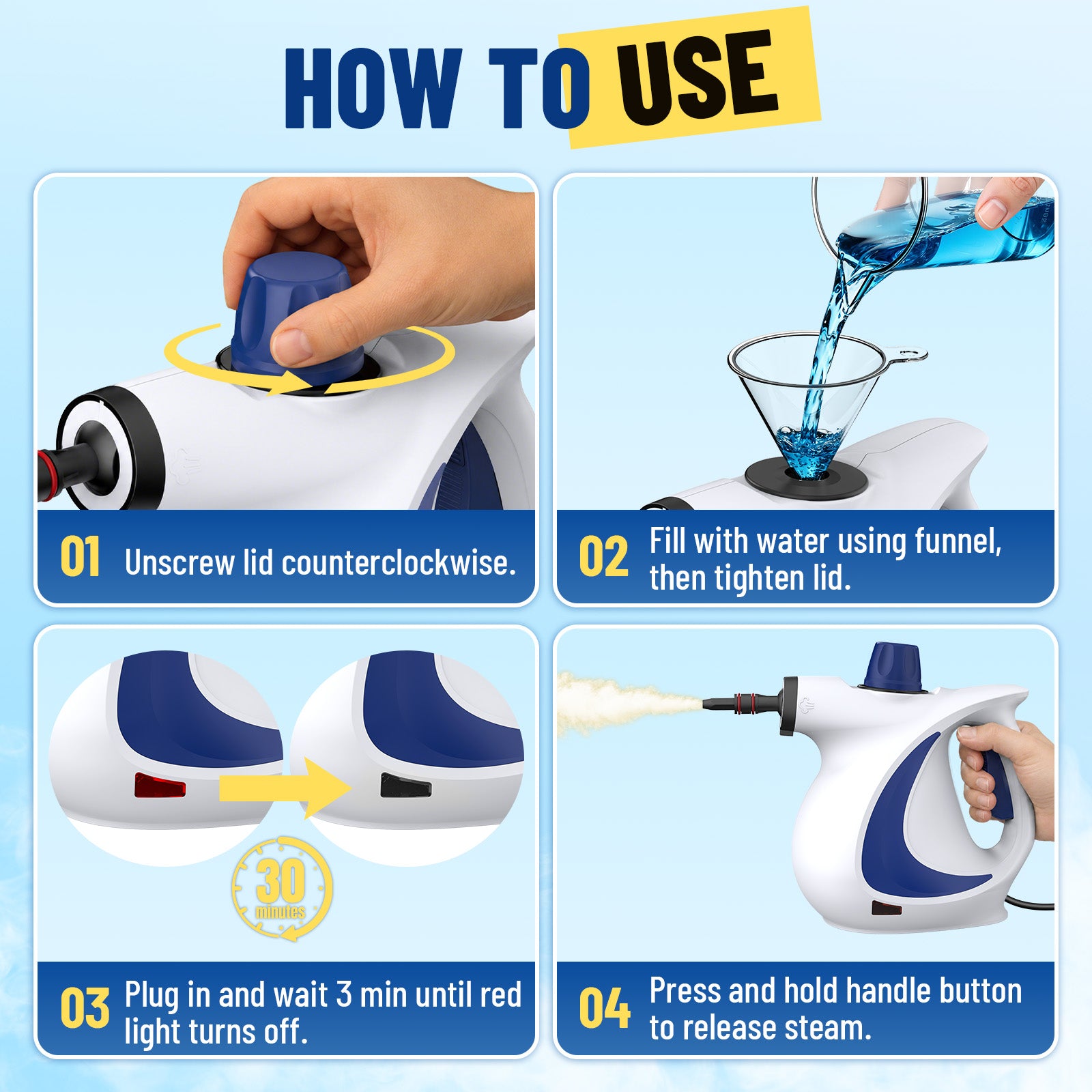 Earnlytozv 1050W Handheld Steam Cleaner – 230°F Pressurized Steam, 11 Accessories, Chemical-Free Home Cleaning