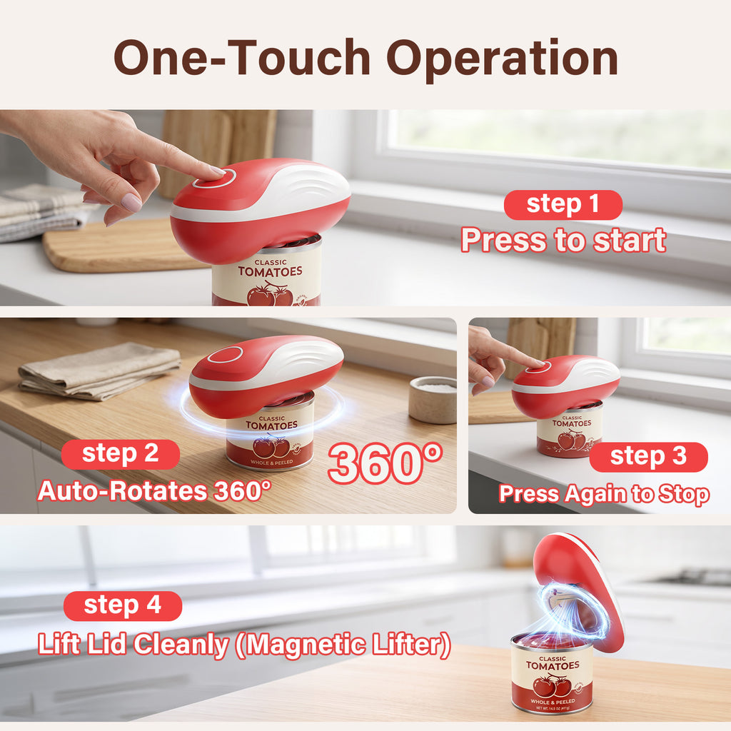 Earnlytozv Electric Can Opener, Cordless USB Charging, 360° Smooth Blade, Universal Sizes for Kitchen