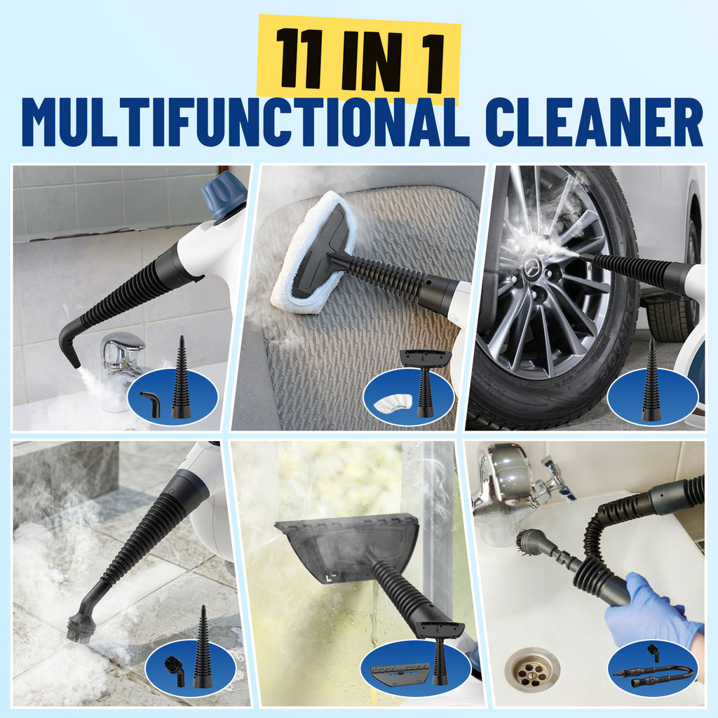Earnlytozv 1050W Handheld Steam Cleaner – 230°F Pressurized Steam, 11 Accessories, Chemical-Free Home Cleaning