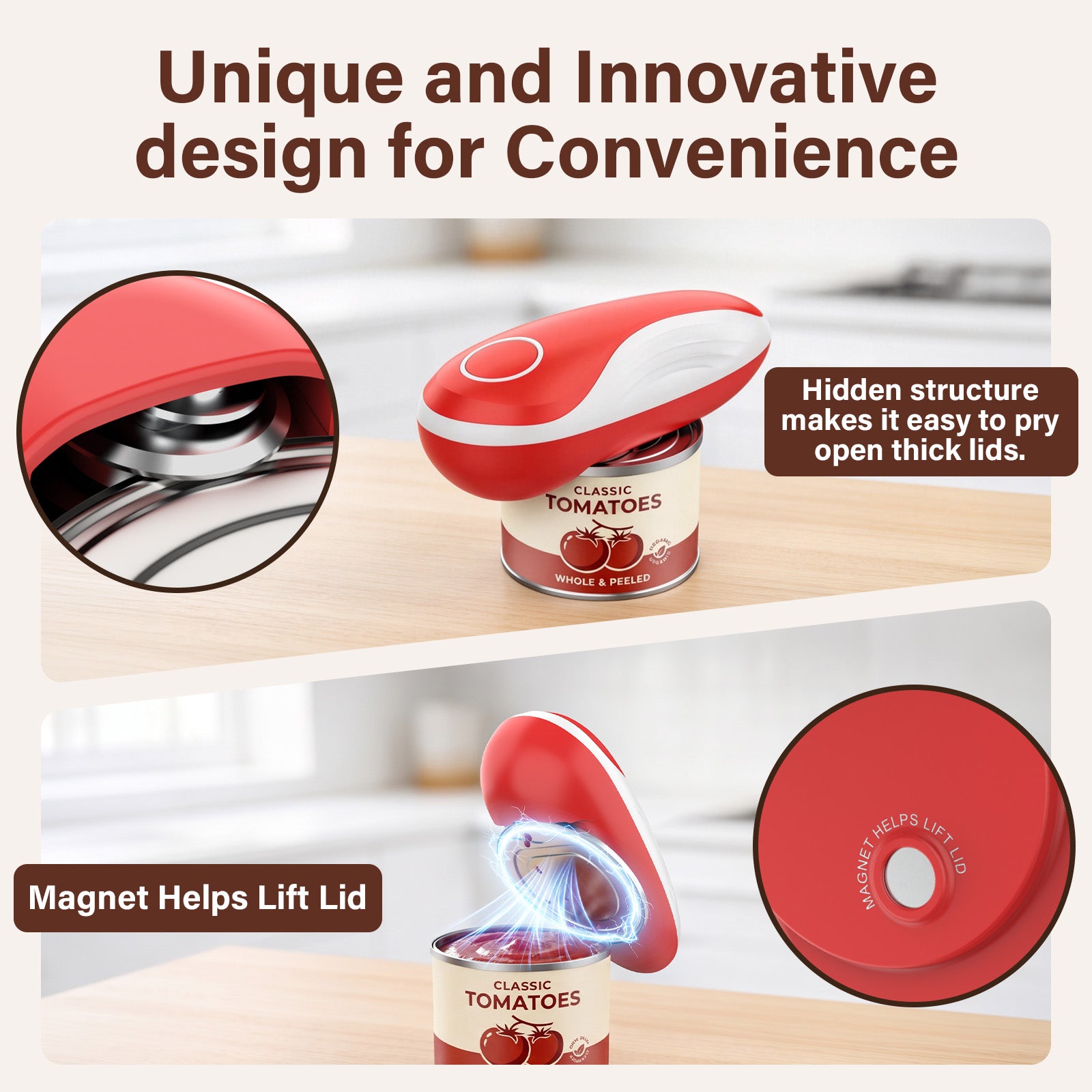 Earnlytozv Electric Can Opener, Cordless USB Charging, 360° Smooth Blade, Universal Sizes for Kitchen