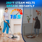 Earnlytozv 2-in-1 Steam Mop, 260°F 15s Fast Heat, 180° Swivel, 13 Accs for Floors & Surfaces