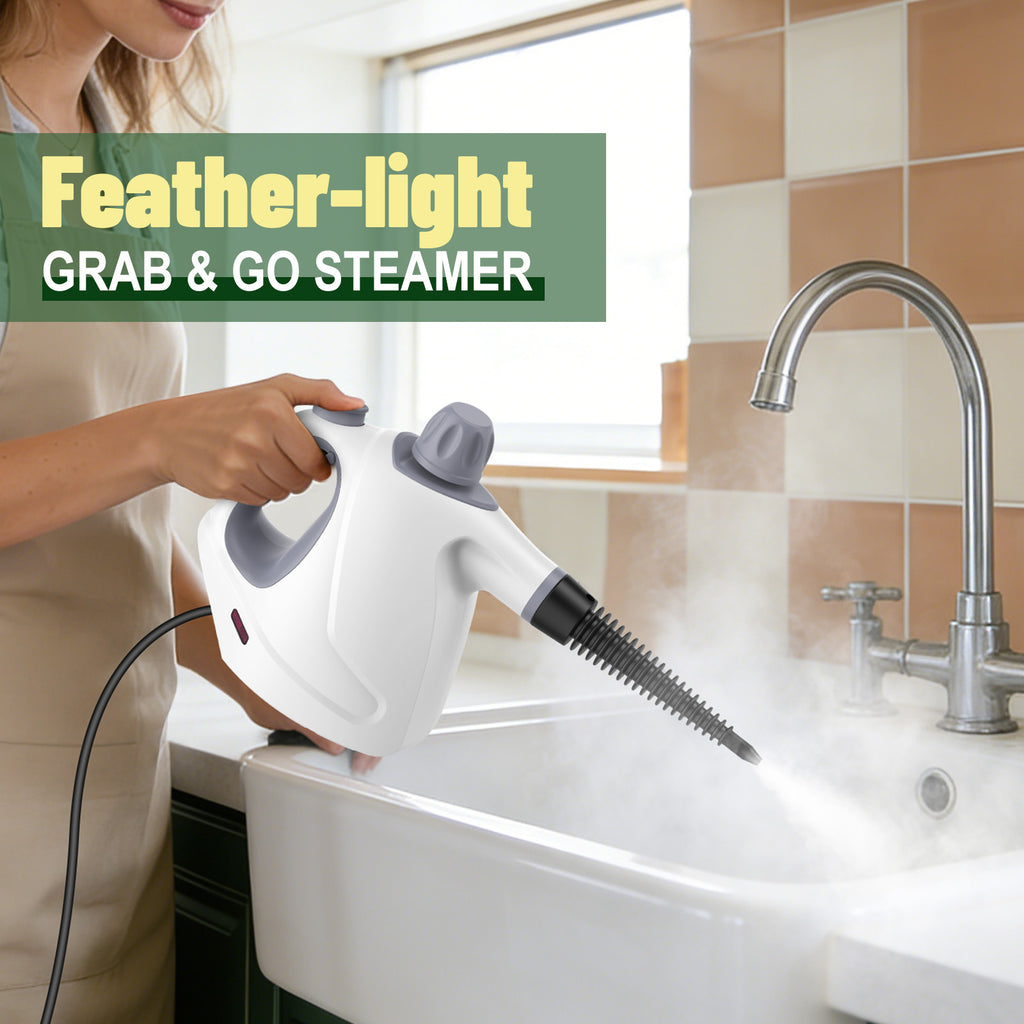 Earnlytozv Handheld Steam Cleaner - 230°F High-Pressure Steam, 3-Min Fast Heat, 11 Accessories - Chemical-Free Cleaning for Windows, Tiles, Sofas & Fabrics