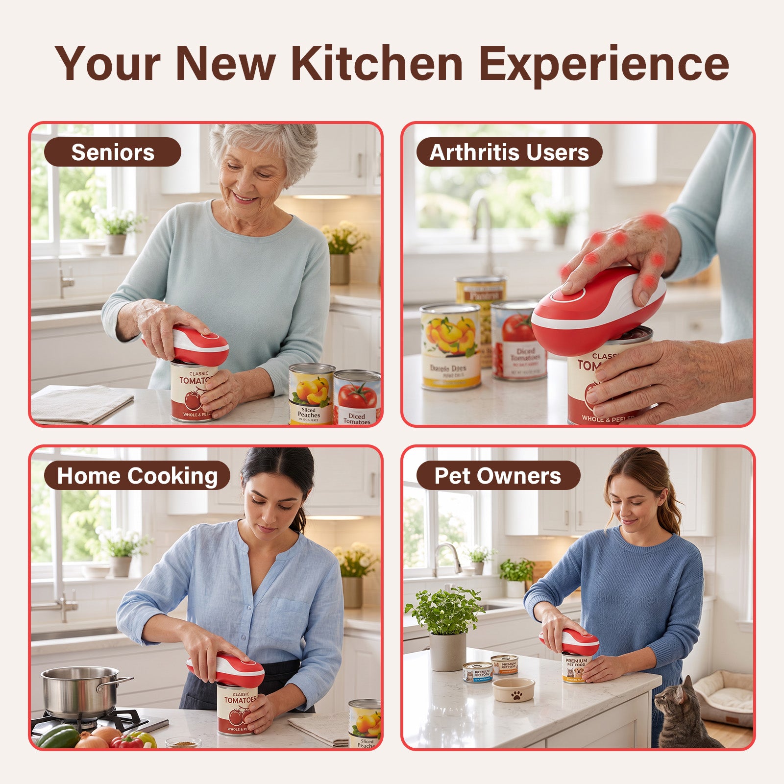 Earnlytozv Electric Can Opener, Cordless USB Charging, 360° Smooth Blade, Universal Sizes for Kitchen