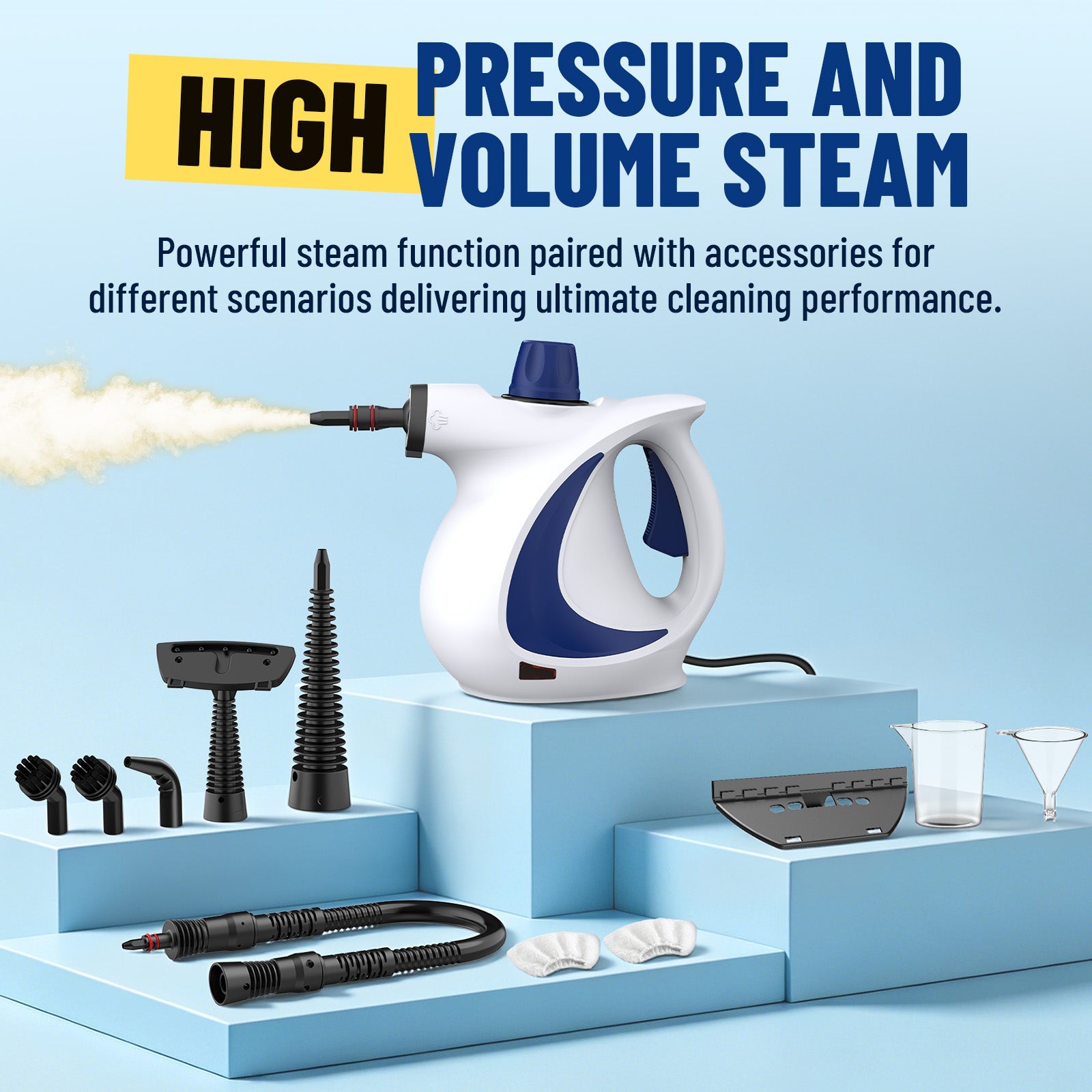 Earnlytozv 1050W Handheld Steam Cleaner – 230°F Pressurized Steam, 11 Accessories, Chemical-Free Home Cleaning
