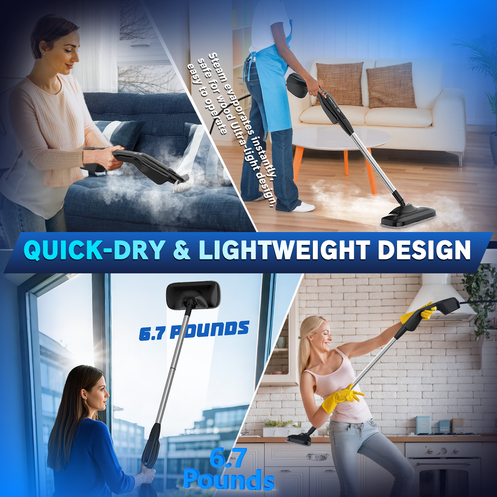 Earnlytozv 2-in-1 Steam Mop, 260°F 15s Fast Heat, 180° Swivel, 13 Accs for Floors & Surfaces
