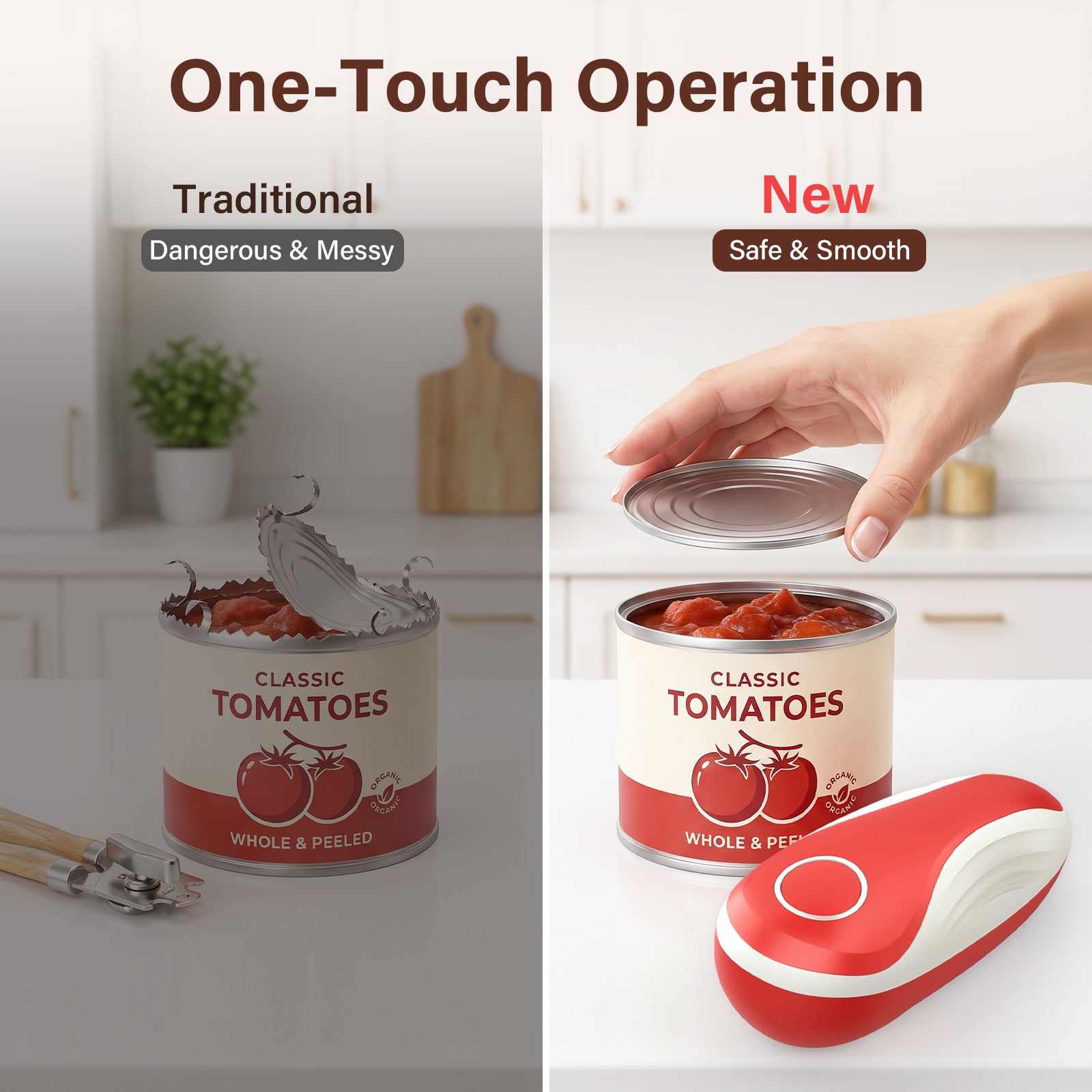 Earnlytozv Electric Can Opener, Cordless USB Charging, 360° Smooth Blade, Universal Sizes for Kitchen